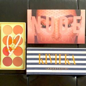 Pack of 3 Eyeshadows: Huda Beauty New Nude, ABH Rivera, Pixi Double Tap